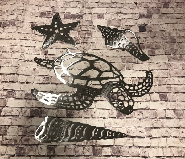 Metal Sea Turtle Wall Art: Beach House Decor