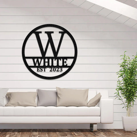 Round Personalized Metal Monogram Sign Address. Wedding Gift. Family Name Sign. Outdoor Name Sign. Last Name Sign. Metal Sign. Front Door.