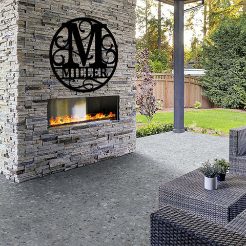 Round Personalized Metal Monogram Sign. Wedding Gift. Family Name Sign. Outdoor Name Sign. Last Name Sign. Metal Sign. Front Door.