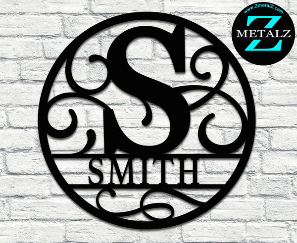 Round Personalized Metal Monogram Sign. Wedding Gift. Family Name Sign. Outdoor Name Sign. Last Name Sign. Metal Sign. Front Door.