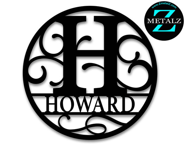 Round Personalized Metal Monogram Sign. Wedding Gift. Family Name Sign. Outdoor Name Sign. Last Name Sign. Metal Sign. Front Door.
