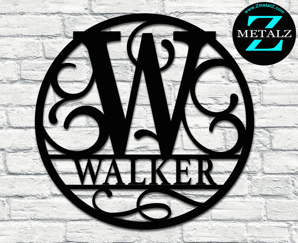 Round Personalized Metal Monogram Sign. Wedding Gift. Family Name Sign. Outdoor Name Sign. Last Name Sign. Metal Sign. Front Door.