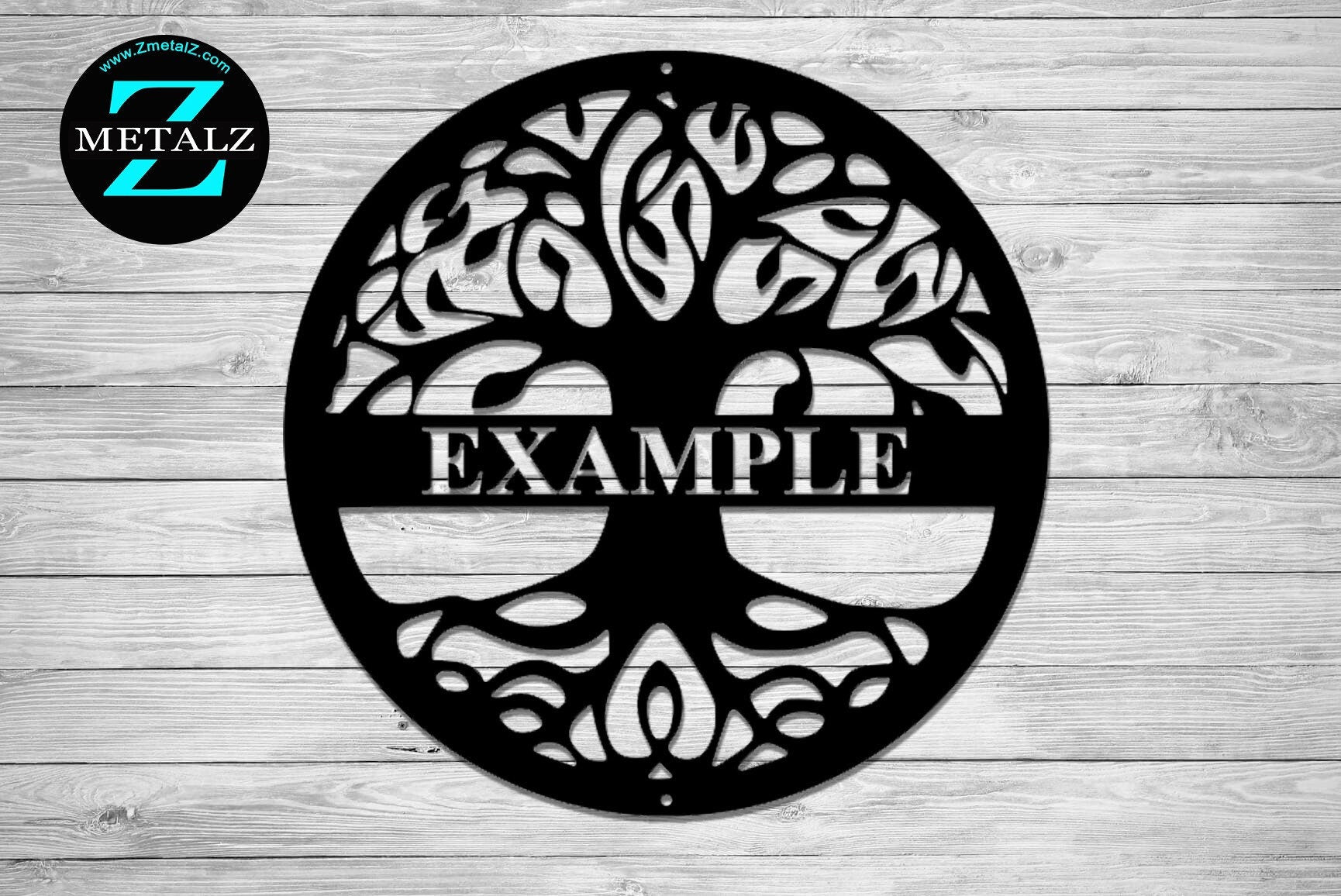 Personalized metal tree wall art with last name