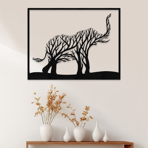 Metal Elephant Tree Art: Custom Family Name Sign