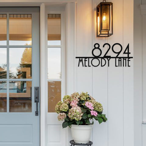 Metal House Number Sign: Powder Coated Steel Outdoor Address Plaque