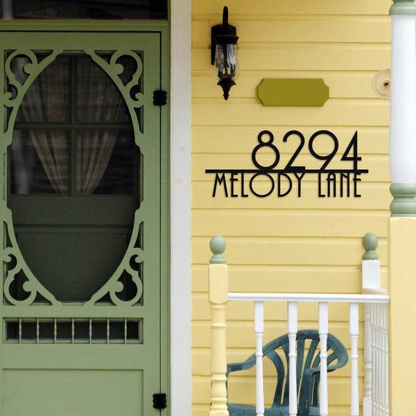 Metal House Number Sign: Powder Coated Steel Outdoor Address Plaque