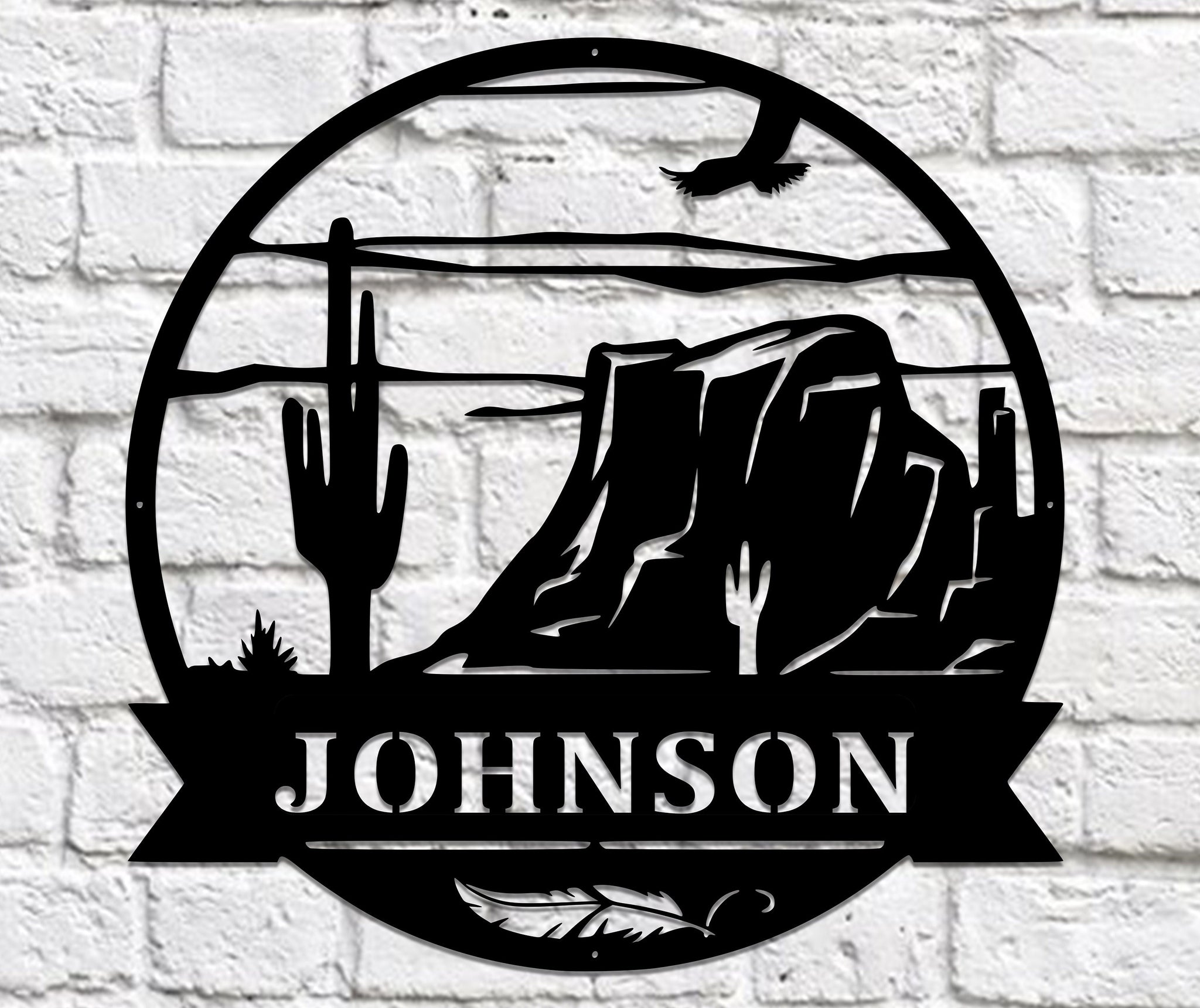 Personalized Desert Metal Name Sign: Powder Coated Wall Decor