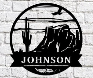 Personalized Desert Metal Name Sign: Powder Coated Wall Decor