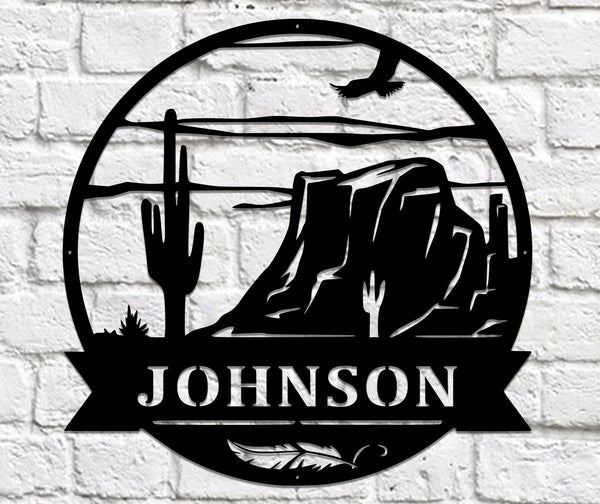 Personalized Desert Metal Name Sign: Powder Coated Wall Decor