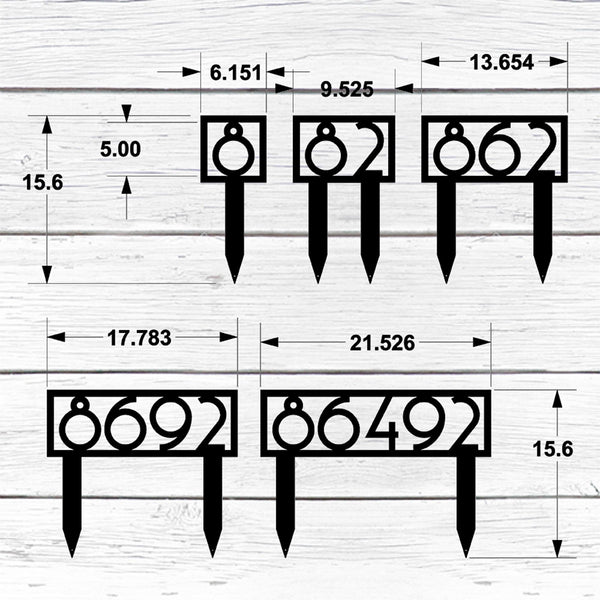 Metal House Number Sign with In-Ground Stakes - Powder Coated Steel