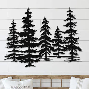 Wispy Pine Tree Metal Wall Art | Family Trees Home Decor | Steel Metal Wall Art Nature Decor l Cedar Tree Metal Sign Family.