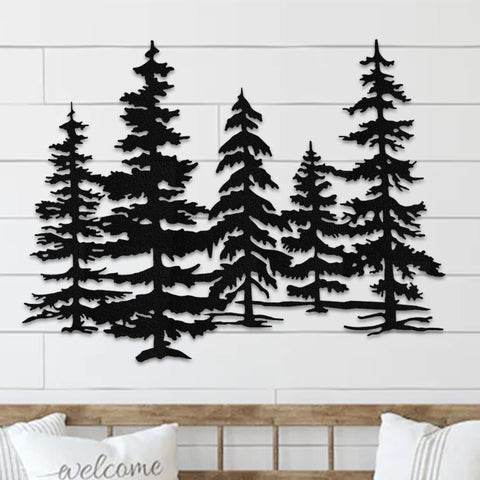 Wispy Pine Tree Metal Wall Art | Family Trees Home Decor | Steel Metal Wall Art Nature Decor l Cedar Tree Metal Sign Family.