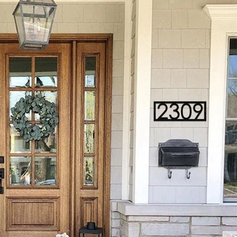 Metal House Number Sign: Powder Coated Steel Outdoor Address Plaque