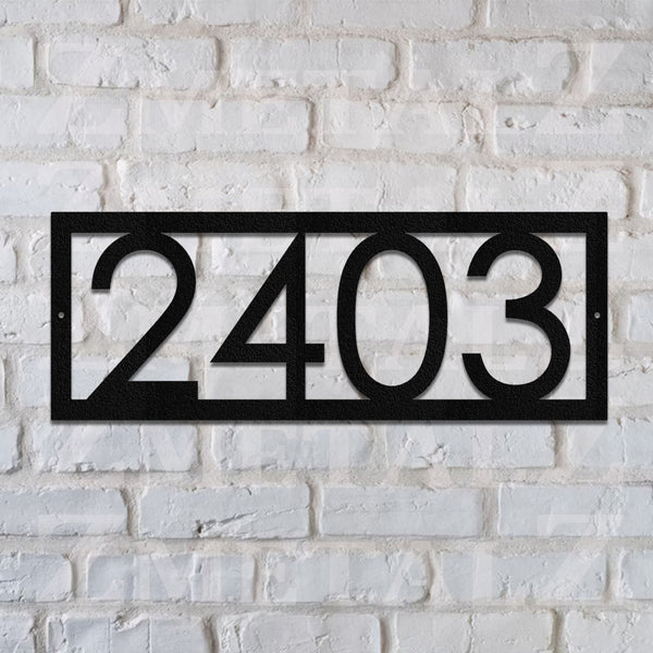 Metal House Number Sign: Powder Coated Steel Outdoor Address Plaque