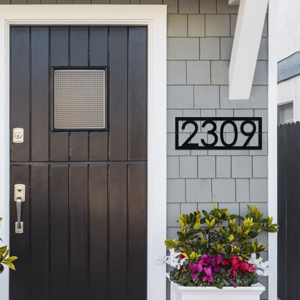Metal House Number Sign: Powder Coated Steel Outdoor Address Plaque