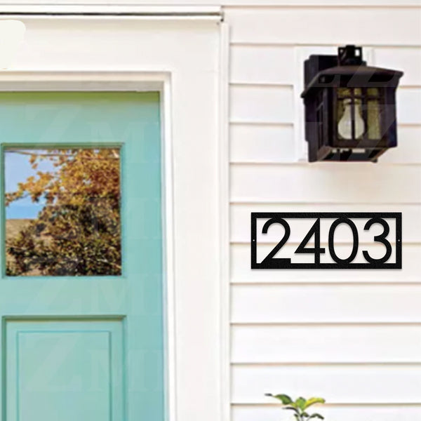 Metal House Number Sign: Powder Coated Steel Outdoor Address Plaque