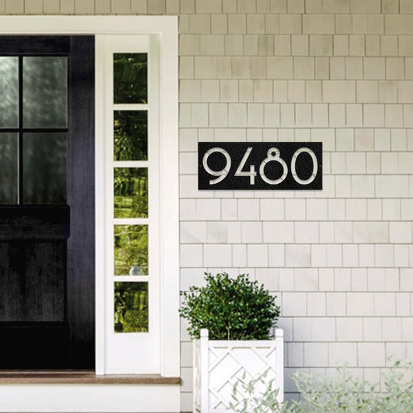 Metal House Number Sign: Powder Coated Steel Outdoor Address Plaque