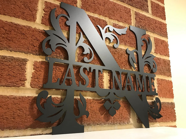 Custom Metal Last Name Sign - Monogram Wall Decor