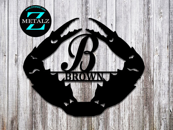 Crab Claw  Monogram Personalized Sign Family Name Outdoor