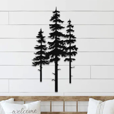 Pine Tree Metal Wall Art: Three Trees Nature Decor