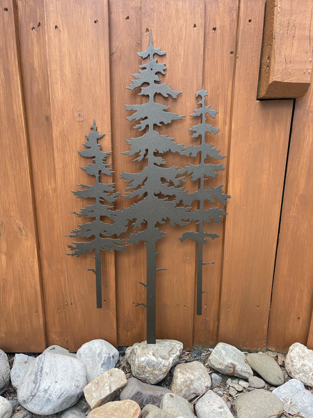 Pine Tree Metal Wall Art: Three Trees Nature Decor