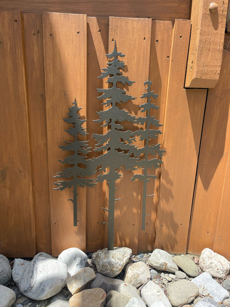 Pine Tree Metal Wall Art: Three Trees Nature Decor