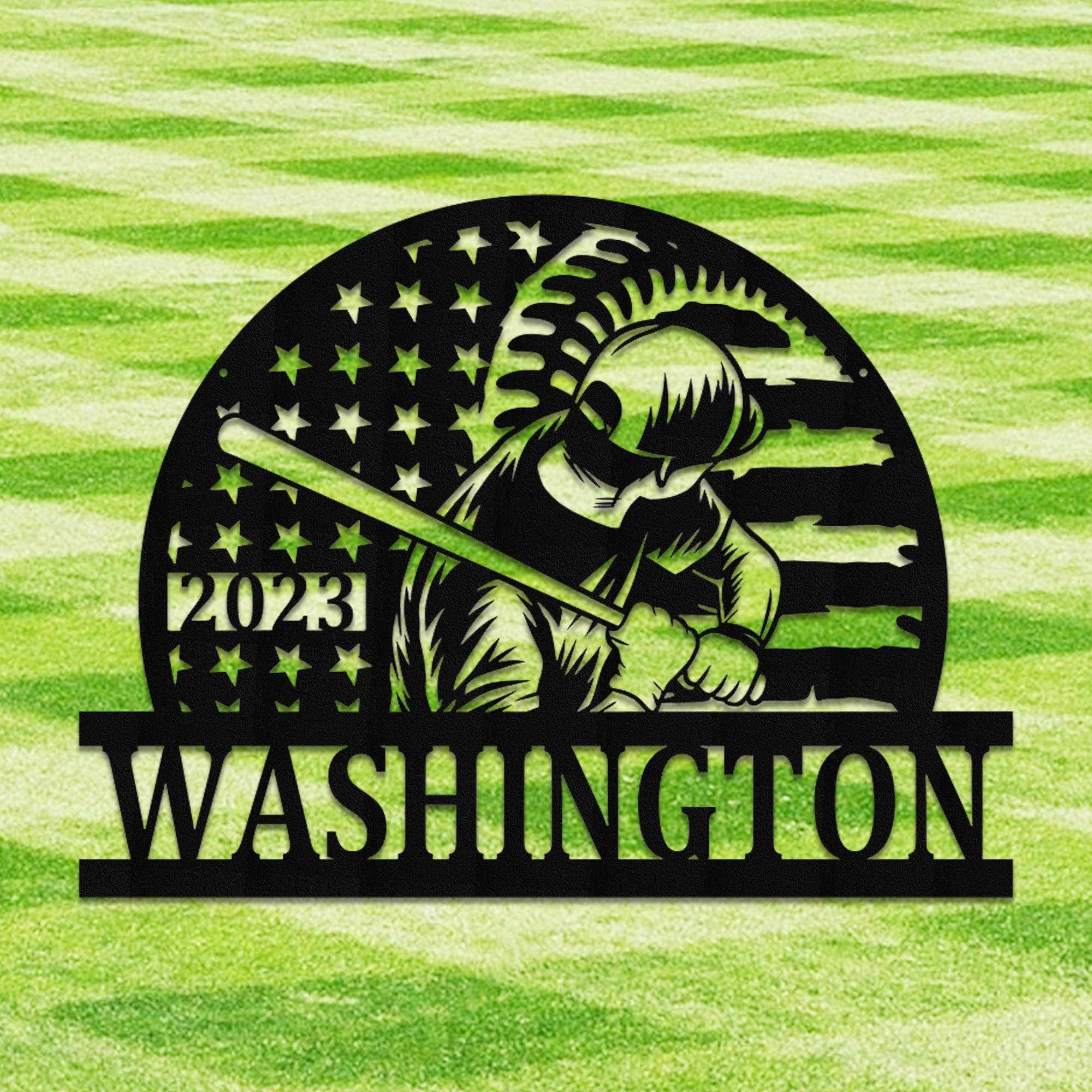 Personalized Baseball Metal Monogram Sign: Family Name, Outdoor Decor