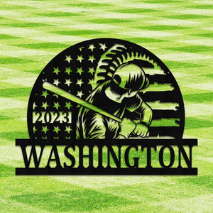 Personalized Baseball Metal Monogram Sign: Family Name, Outdoor Decor