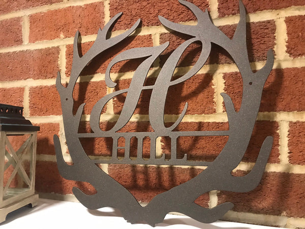 Antler Monogram: Personalized Metal Family Name Sign