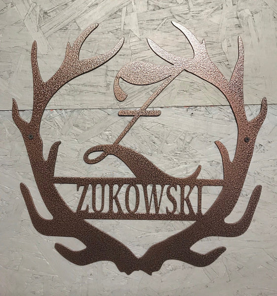 Antler Monogram: Personalized Metal Family Name Sign