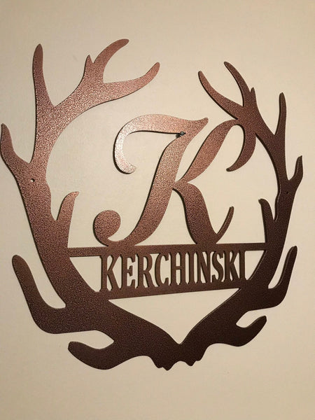 Antler Monogram: Personalized Metal Family Name Sign