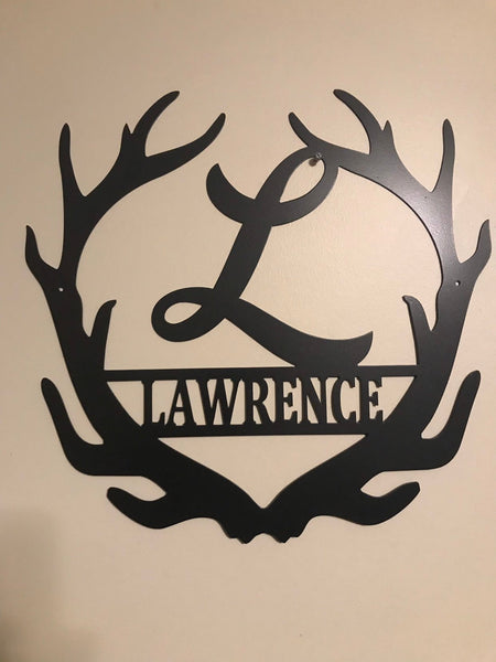 Antler Monogram: Personalized Metal Family Name Sign