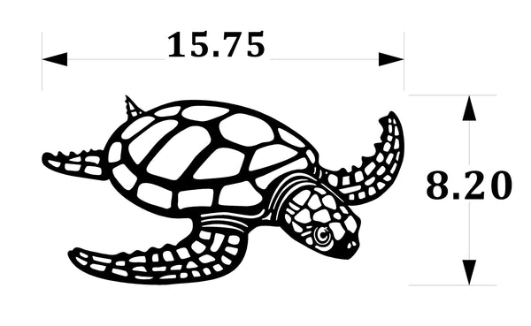 Metal Sea Turtle Wall Art: Hand Ground Steel Beach Decor