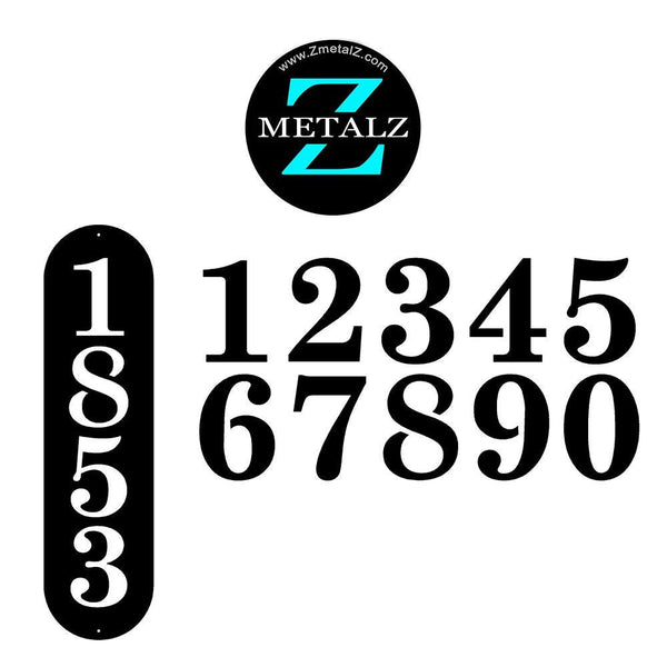 Custom Vertical House Number Sign - Metal Address Marker