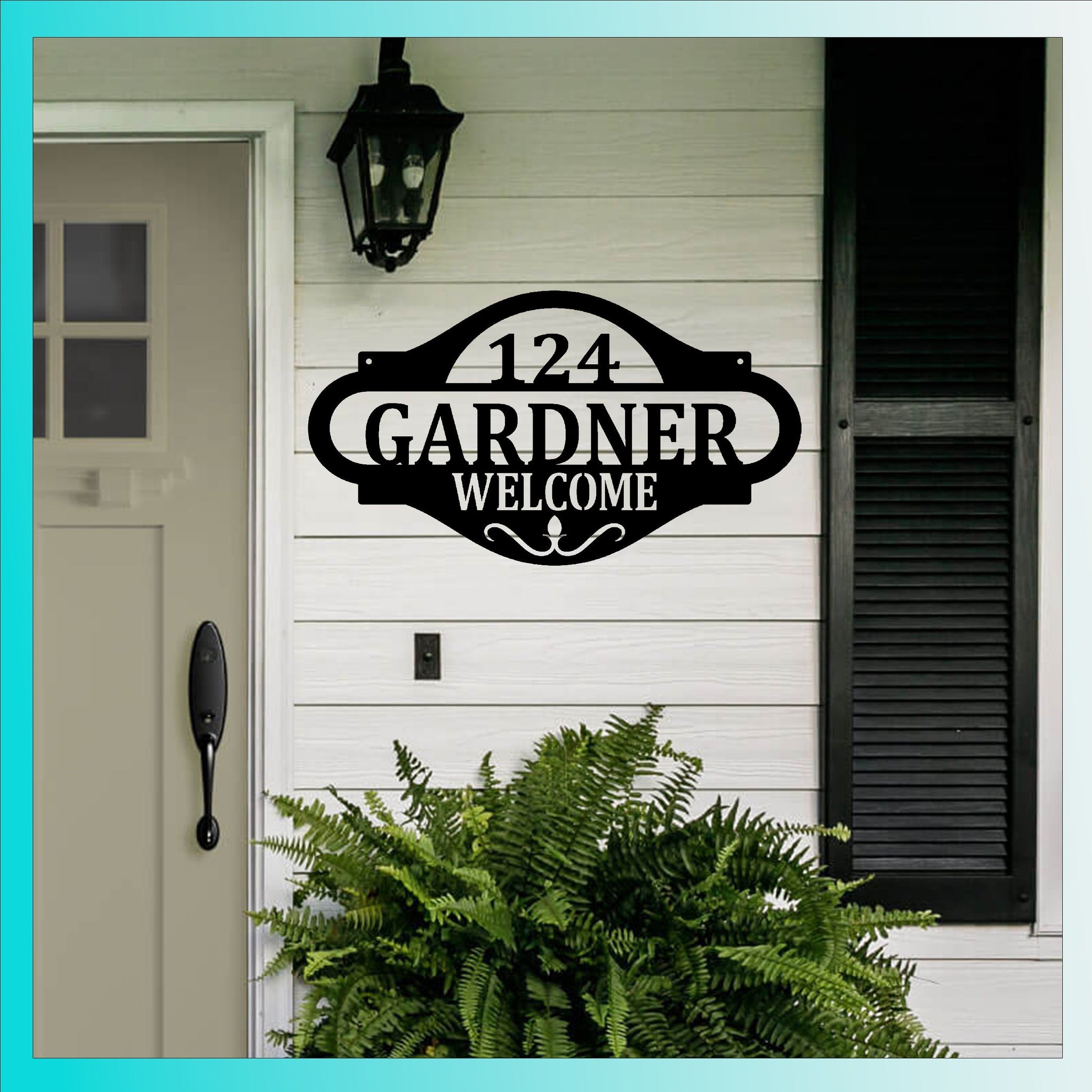 Personalized Metal Last Name Sign - Custom Outdoor Address Plaque