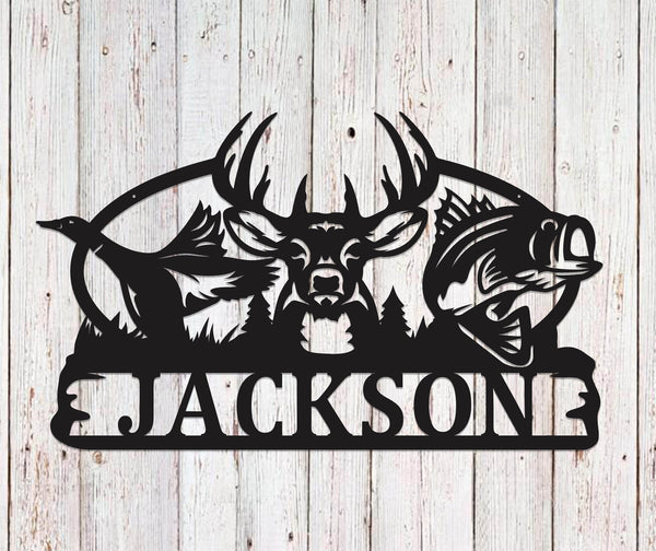 Duck Bass Deer Scene Personalized last name