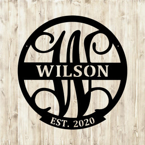 Personalized Metal Last Name Sign - Custom Family Monogram Decor