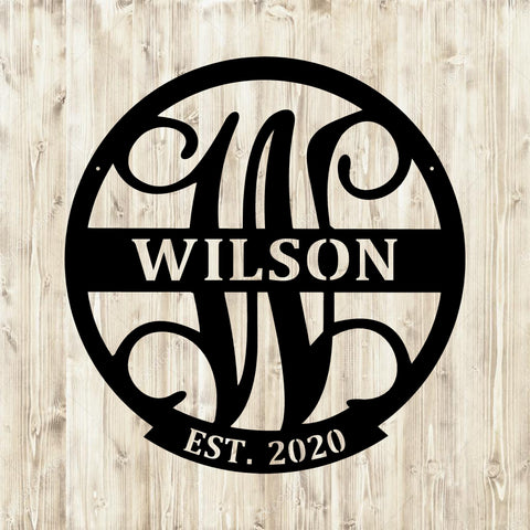 Personalized Metal Last Name Sign - Custom Family Monogram Decor