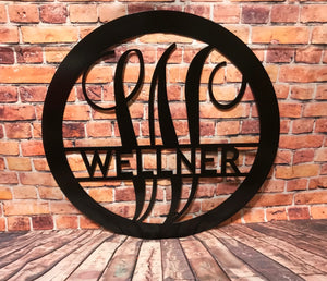 Personalized Metal Monogram Sign: Family Name, Front Door Decor