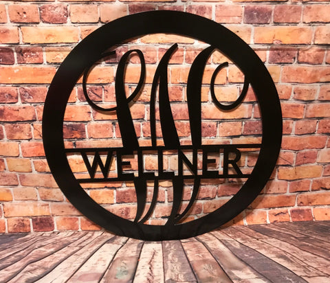 Personalized Metal Monogram Sign: Family Name, Front Door Decor
