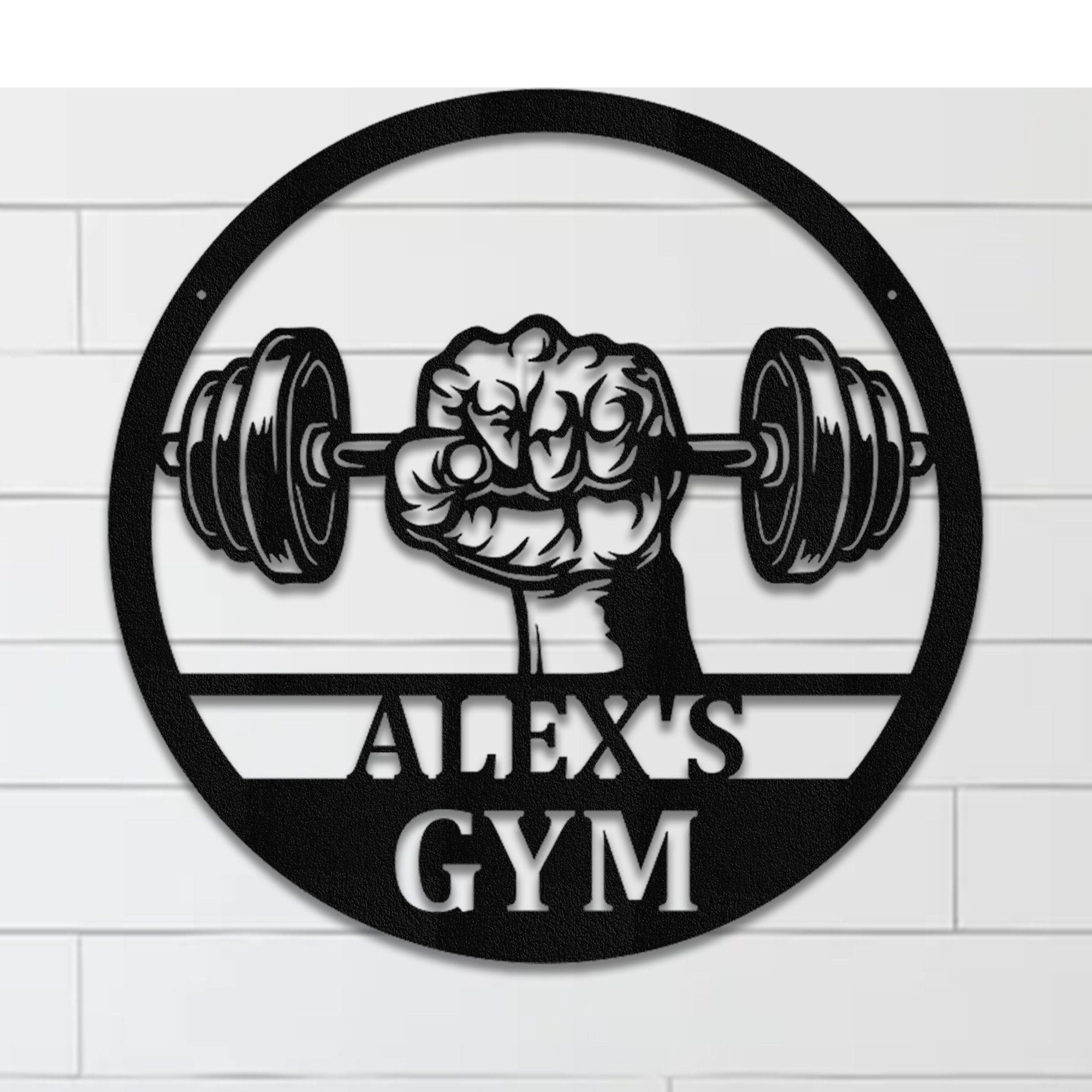 Personalized Gym Metal Sign: Workout Room Decor, Custom Name Monogram