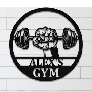 Personalized Gym Metal Sign: Workout Room Decor, Custom Name Monogram