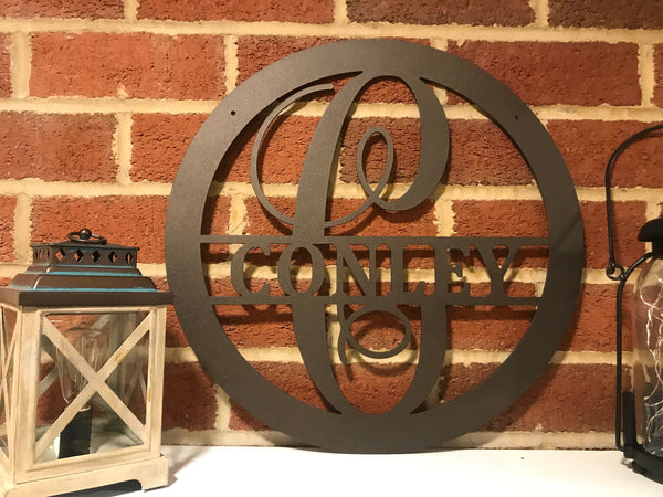 Personalized Metal Monogram Sign: Family Name, Front Door Decor