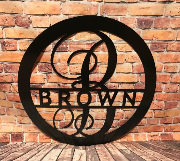 Personalized Metal Monogram Sign: Family Name, Front Door Decor