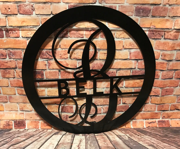 Personalized Metal Monogram Sign: Family Name, Front Door Decor