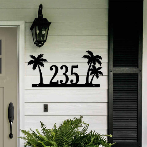 Palm Tree House Number Metal Sign | Outdoor Sign | House Numbers | Address Sign | Address Plaque | Metal House Number