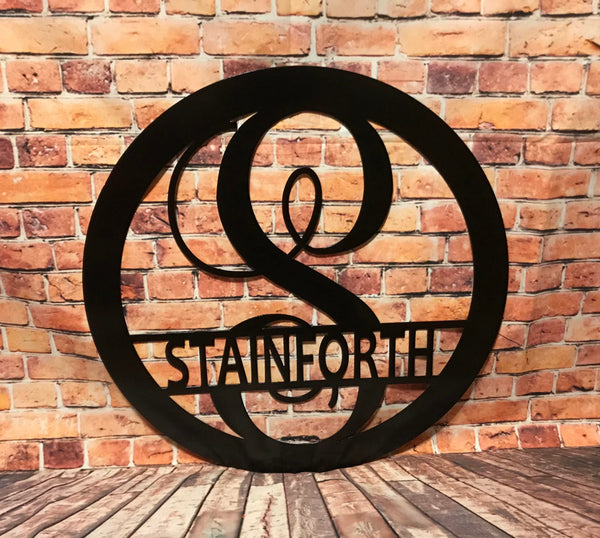 Personalized Metal Monogram Sign: Family Name, Front Door Decor