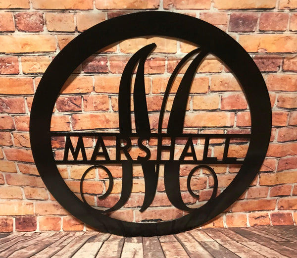 Personalized Metal Monogram Sign: Family Name, Front Door Decor
