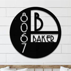Personalized Family Name  Address Monogram Sign, Metal Monogram Sign, Monogram Initial & Name Sign, Housewarming Gift, Wedding Gift,