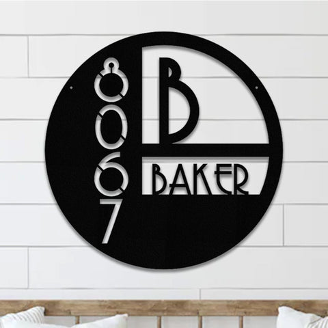 Personalized Family Name  Address Monogram Sign, Metal Monogram Sign, Monogram Initial & Name Sign, Housewarming Gift, Wedding Gift,